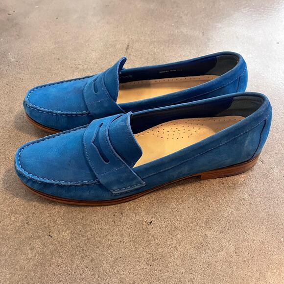 Cole Haan blue leather penny loafer women shoes 8.5 work flats casual narrow fit - Picture 4 of 9